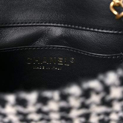 Chanel Tweed Houndstooth Mini Square Flap Black White 6 of 9