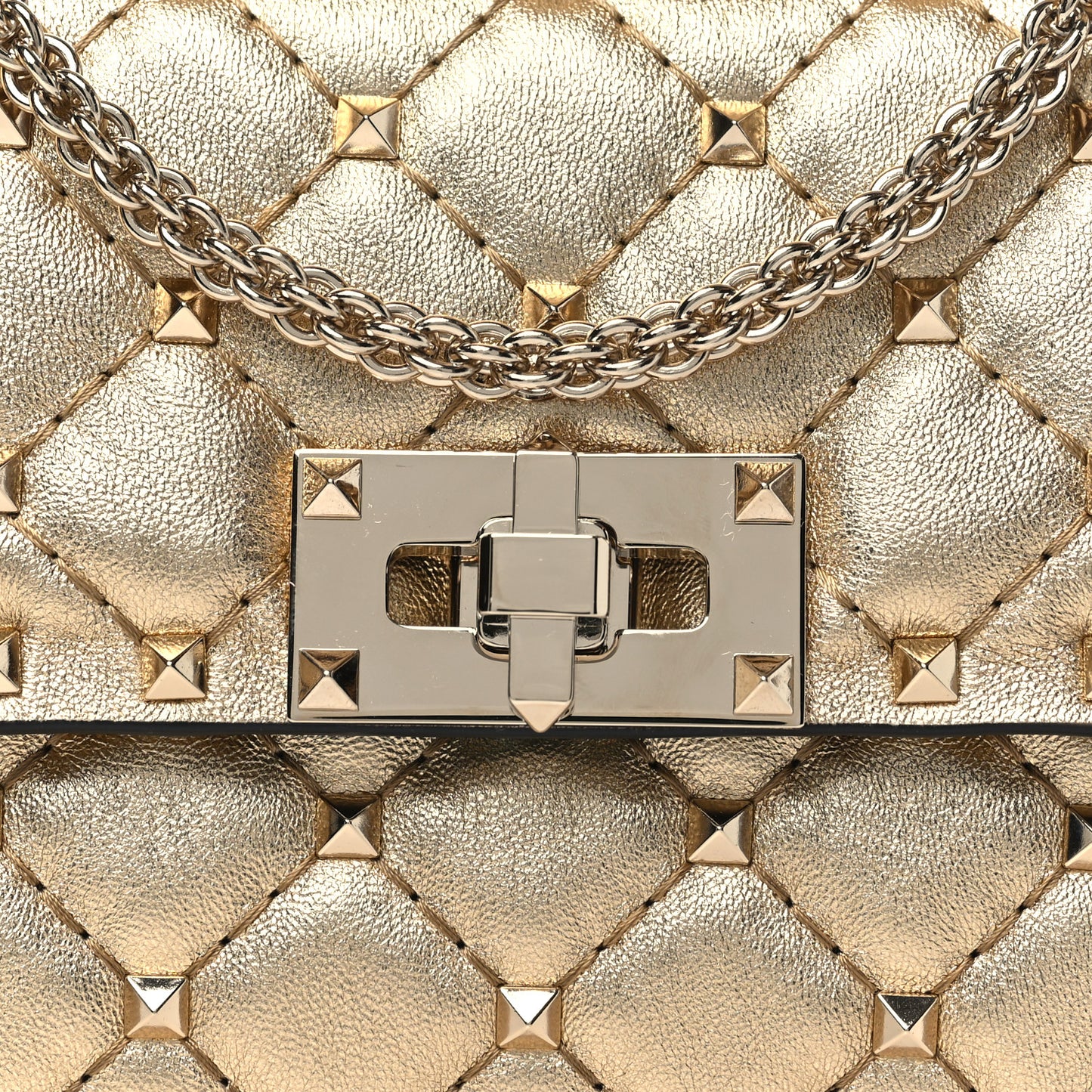 Metallic Nappa Small Rockstud Spike Shoulder Bag Mekong