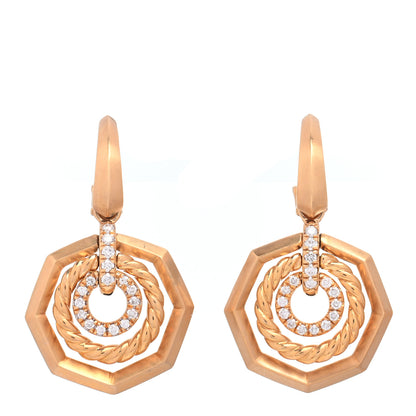 David Yurman 18K Yellow Gold Diamond 16mm Stax Drop Earrings 1 of 4