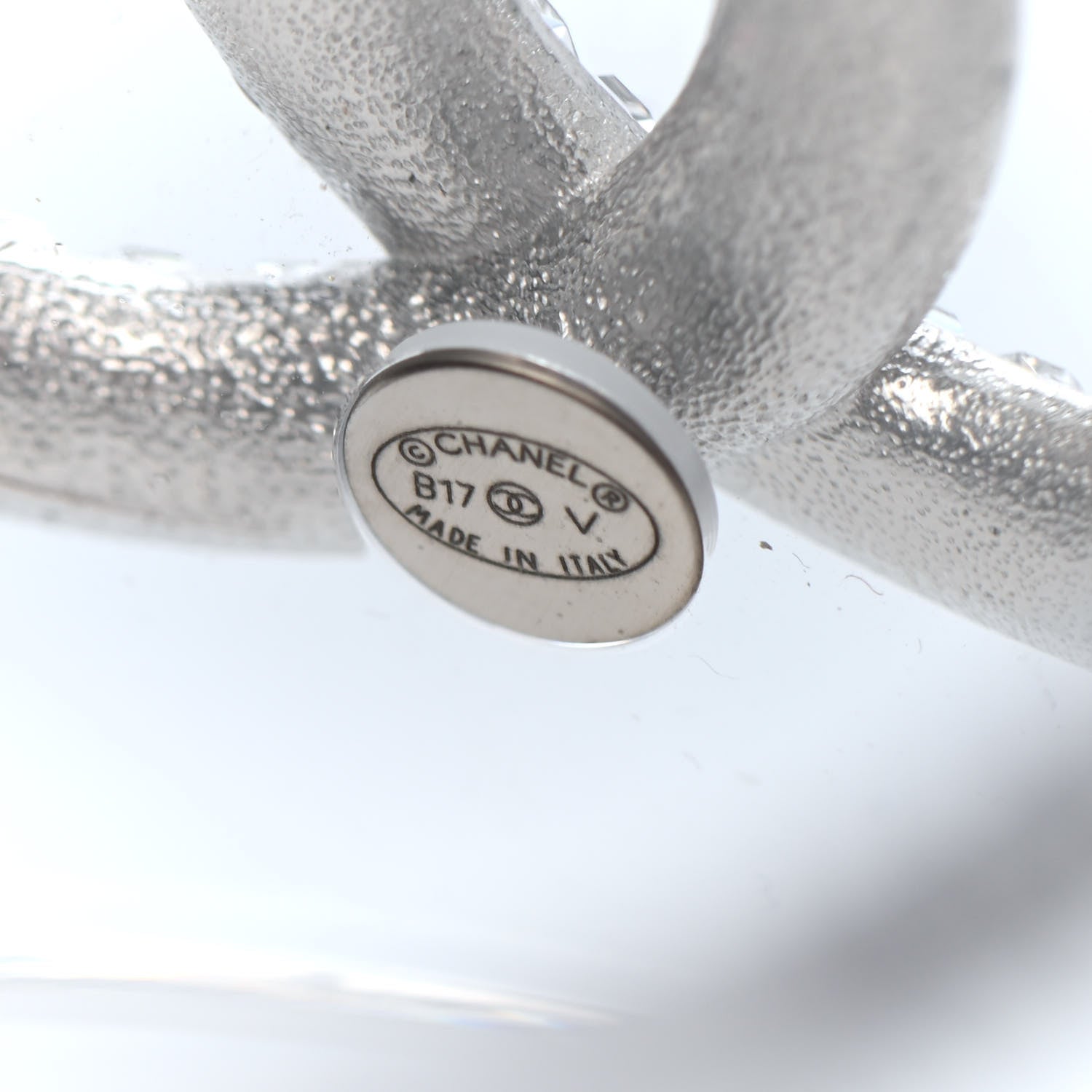 Chanel Lucite Baguette Crystal CC Cuff Transparent Silver 3 of 3