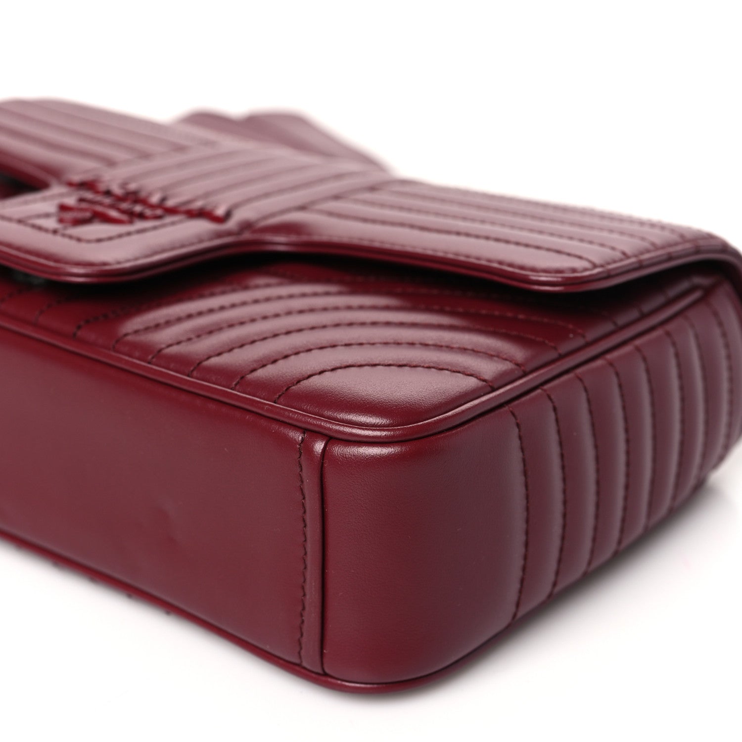 Prada Soft Calfskin Impunture Diagramme Medium Chain Flap Shoulder Bag Cerise 9 of 9