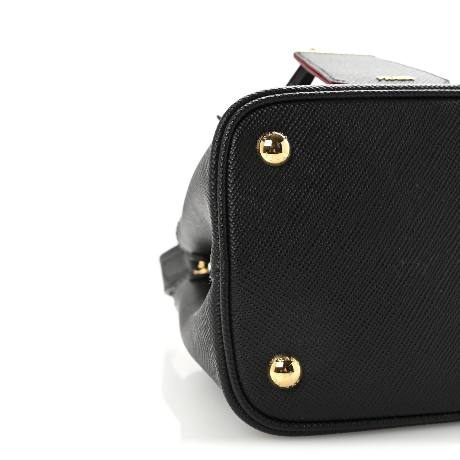 Prada Saffiano Cuir Mini Double Bag Black Fuoco 8 of 9