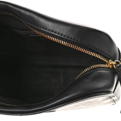 Fendi Glazed Fabric Vitello Century FF 1974 Stamp Patch Camera Case Mogano Panna Black 5 of 8