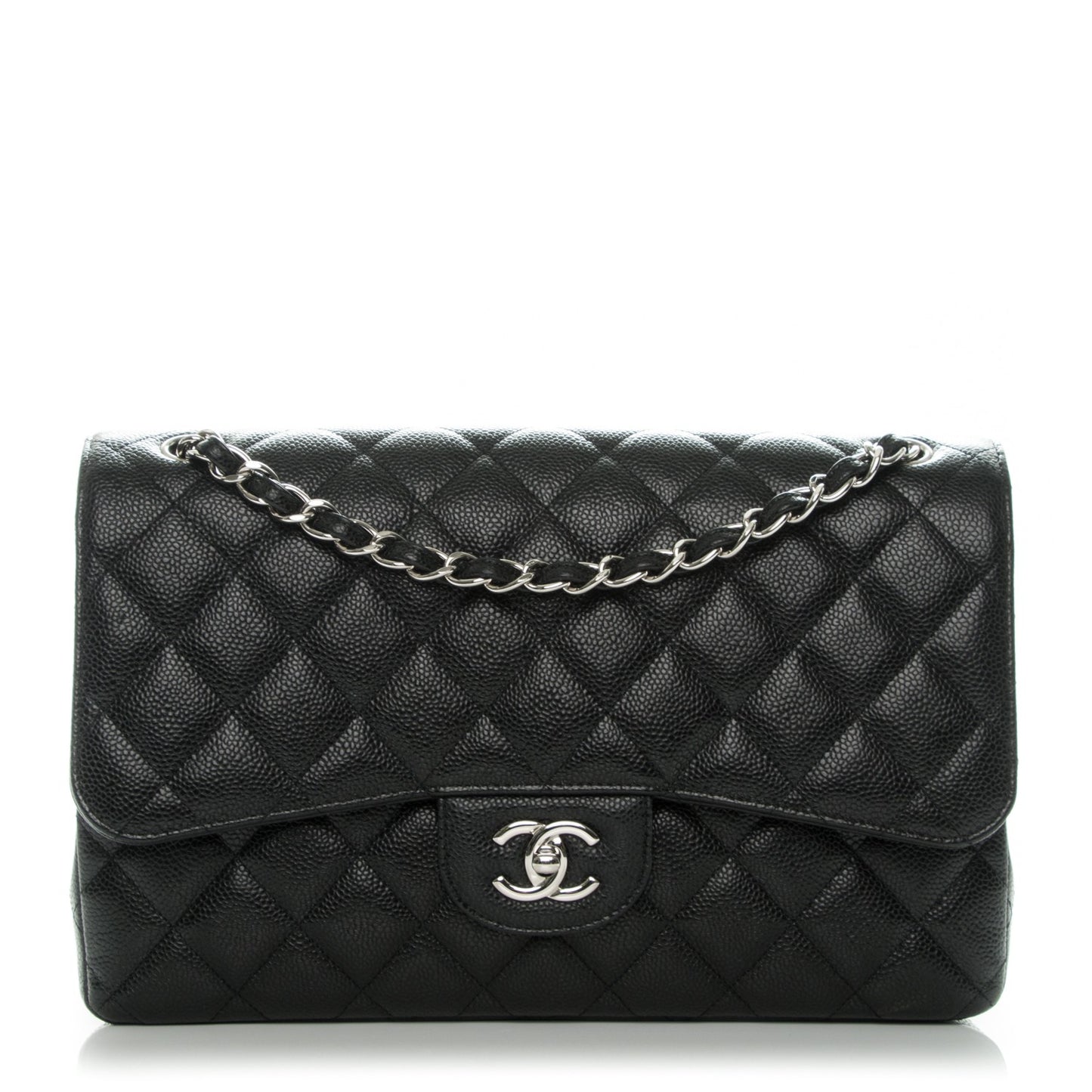 Caviar Quilted Jumbo Double Flap Black