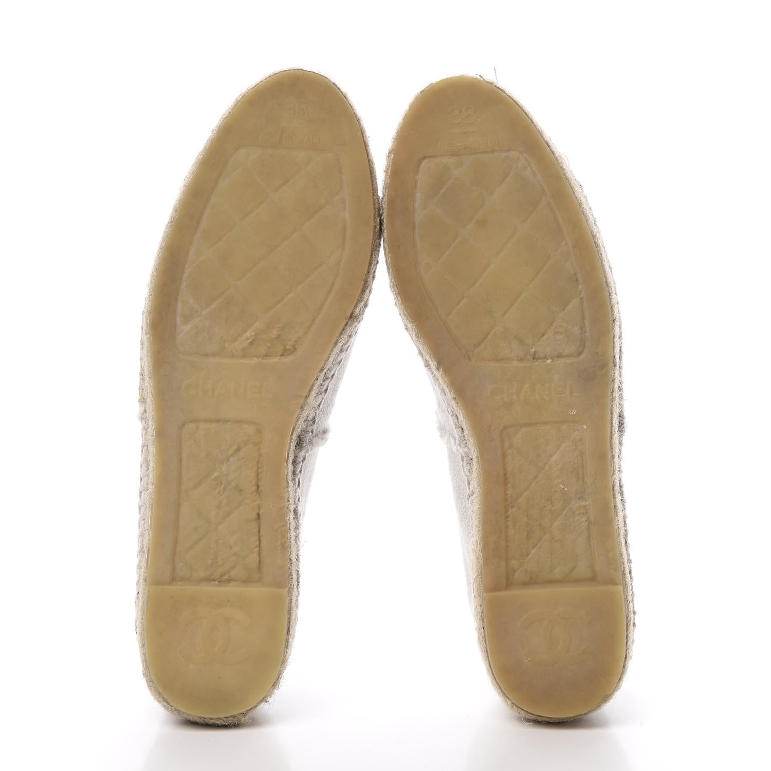 Chanel Linen CC Espadrilles 38 Beige Black 5 of 10
