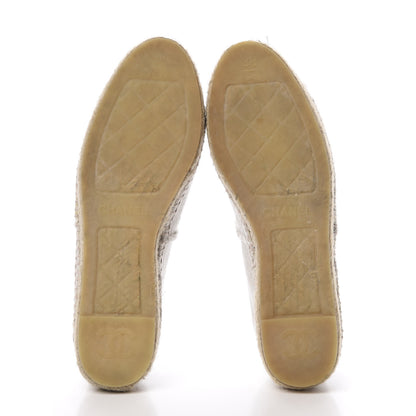 Chanel Linen CC Espadrilles 38 Beige Black 5 of 10