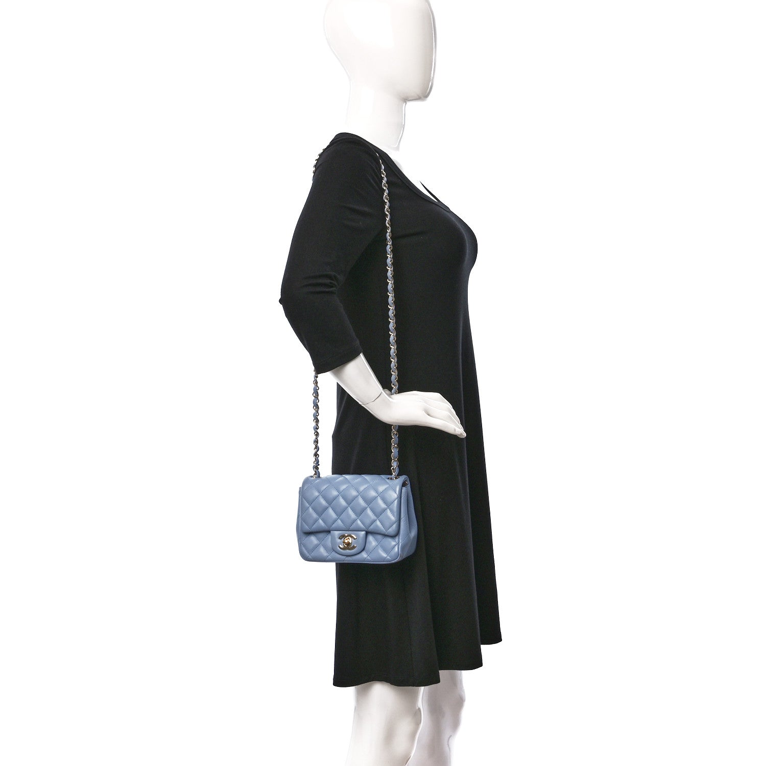 Chanel Lambskin Quilted Mini Square Flap Light Blue 2 of 9