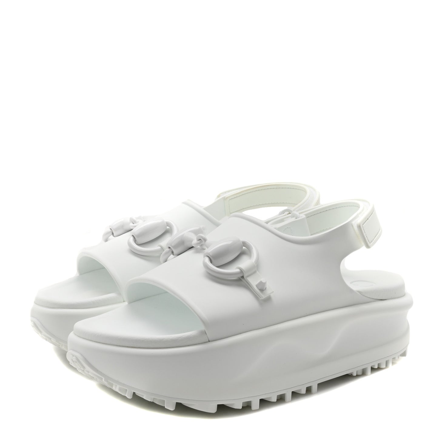 Soft Rubber Horsebit Touch Womens Strapped Sandals 36 Great White