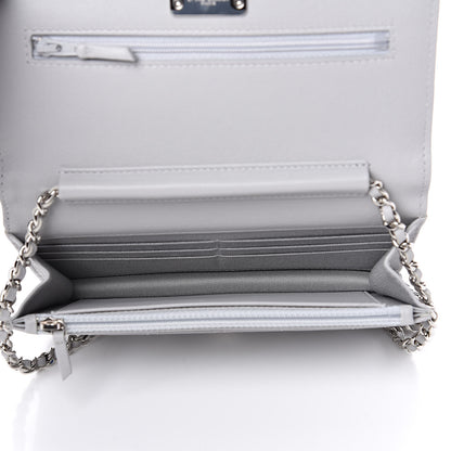 Chanel Grained Calfskin Quilted CC Box Wallet On Chain WOC Grey 5 of 12