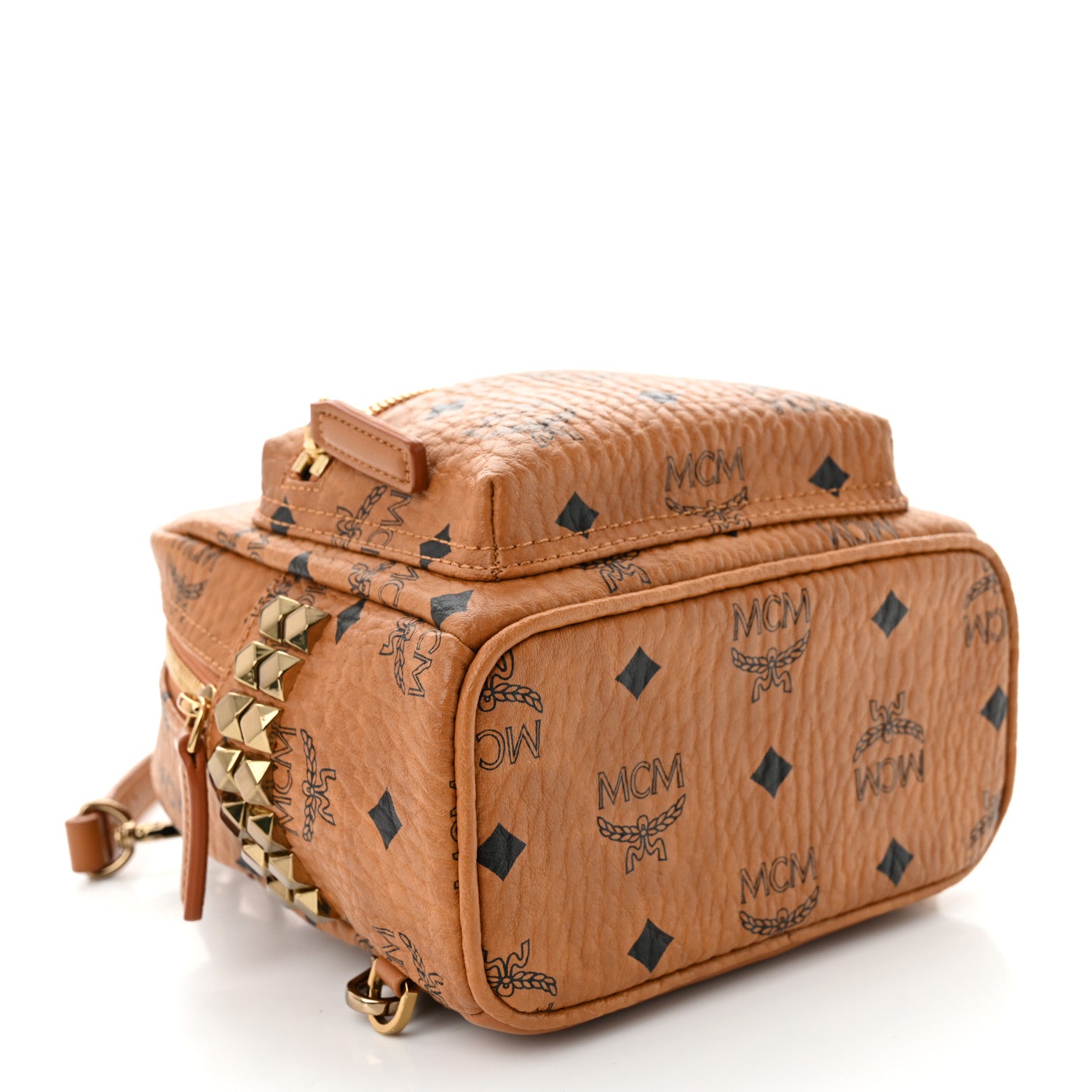 MCM Visetos Side Stud X-Mini Stark Backpack Cognac 4 of 11