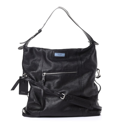 Prada Glace Calfskin Etiquette Hobo Black 1 of 6