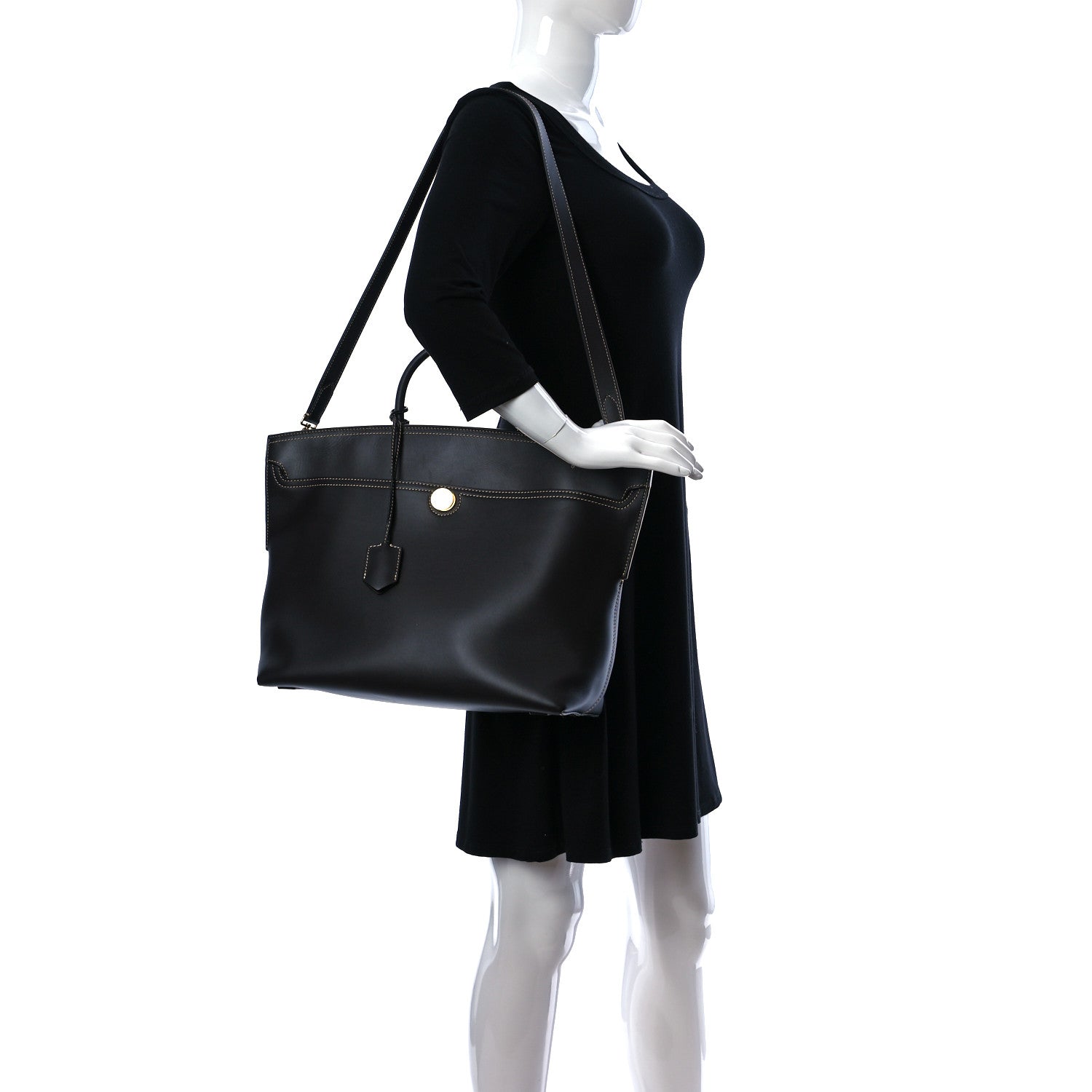 Burberry Calfskin Medium Society Top Handle Tote Dark Brown 2 of 12