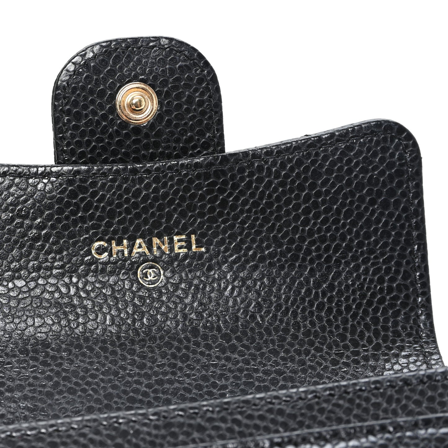Caviar Quilted Flap Card Holder Wallet Black