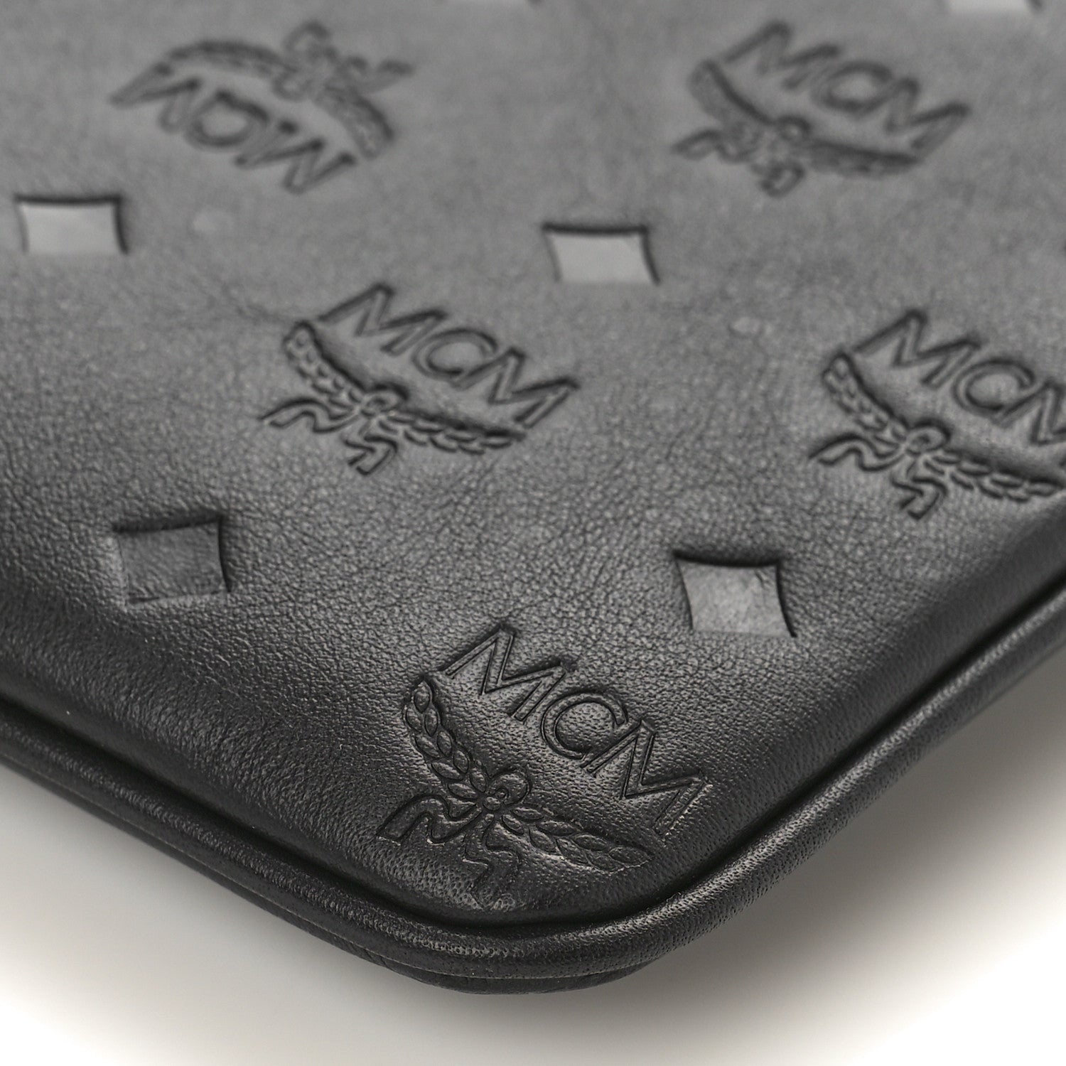 MCM Calfskin Monogram Klara Crossbody Pouch Black 8 of 8