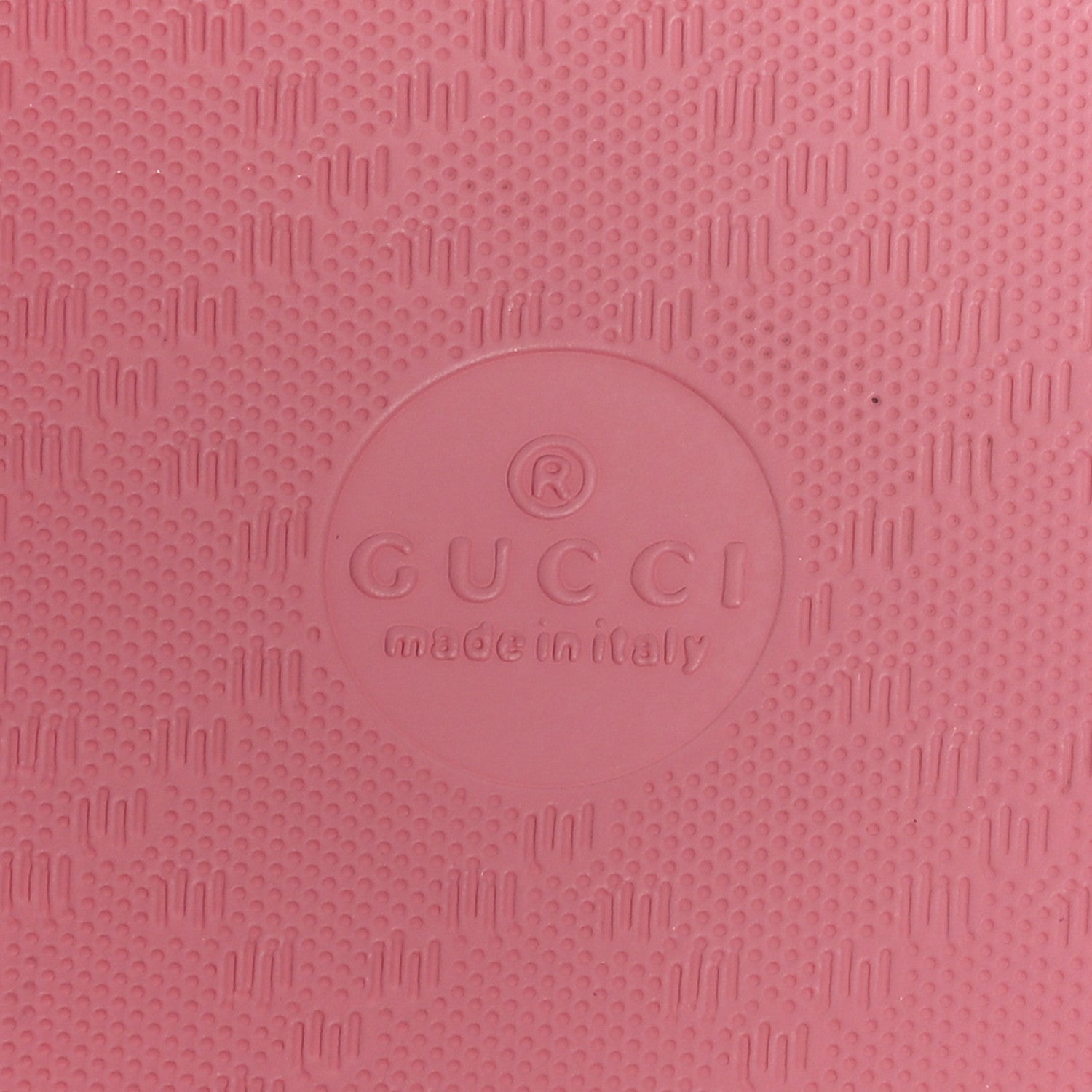 Gucci Rubber GG Monogram Perforated Womens Slide Sandals 37 Rose Box 6 of 6