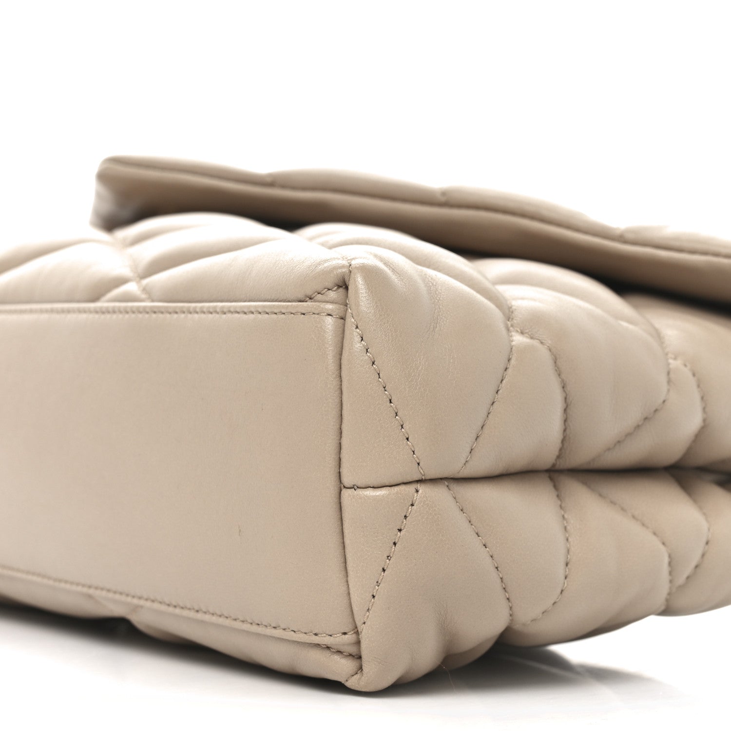 Saint Laurent Lambskin Quilted Sade Puffer Envelope Clutch Dark Beige 10 of 10