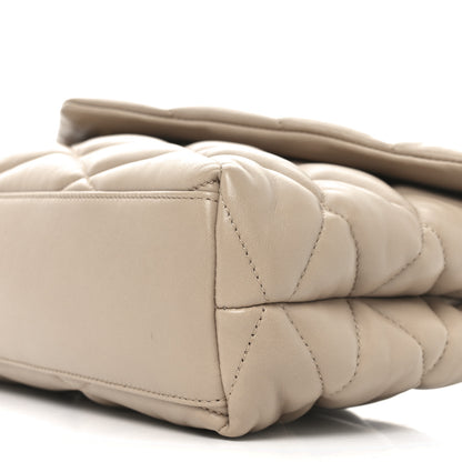 Saint Laurent Lambskin Quilted Sade Puffer Envelope Clutch Dark Beige 10 of 10