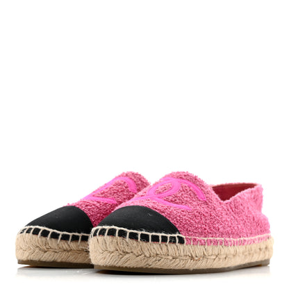 Chanel Fabric Grosgrain CC Espadrilles 38 Dark Pink Black 4 of 11