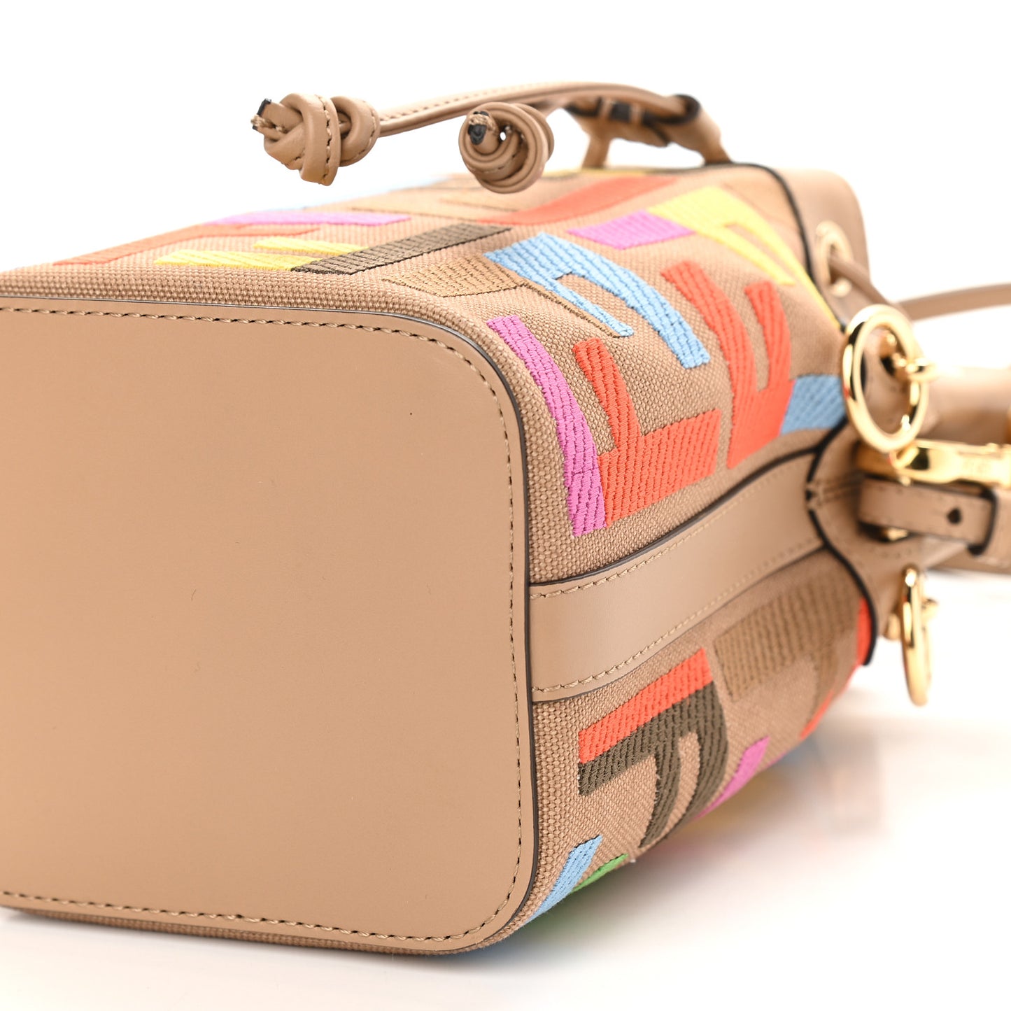 Canvas Vitello King F is Fendi FF Multicolor Embroidered Mini Mon Tresor Bucket Bag Multicolor Cuoio