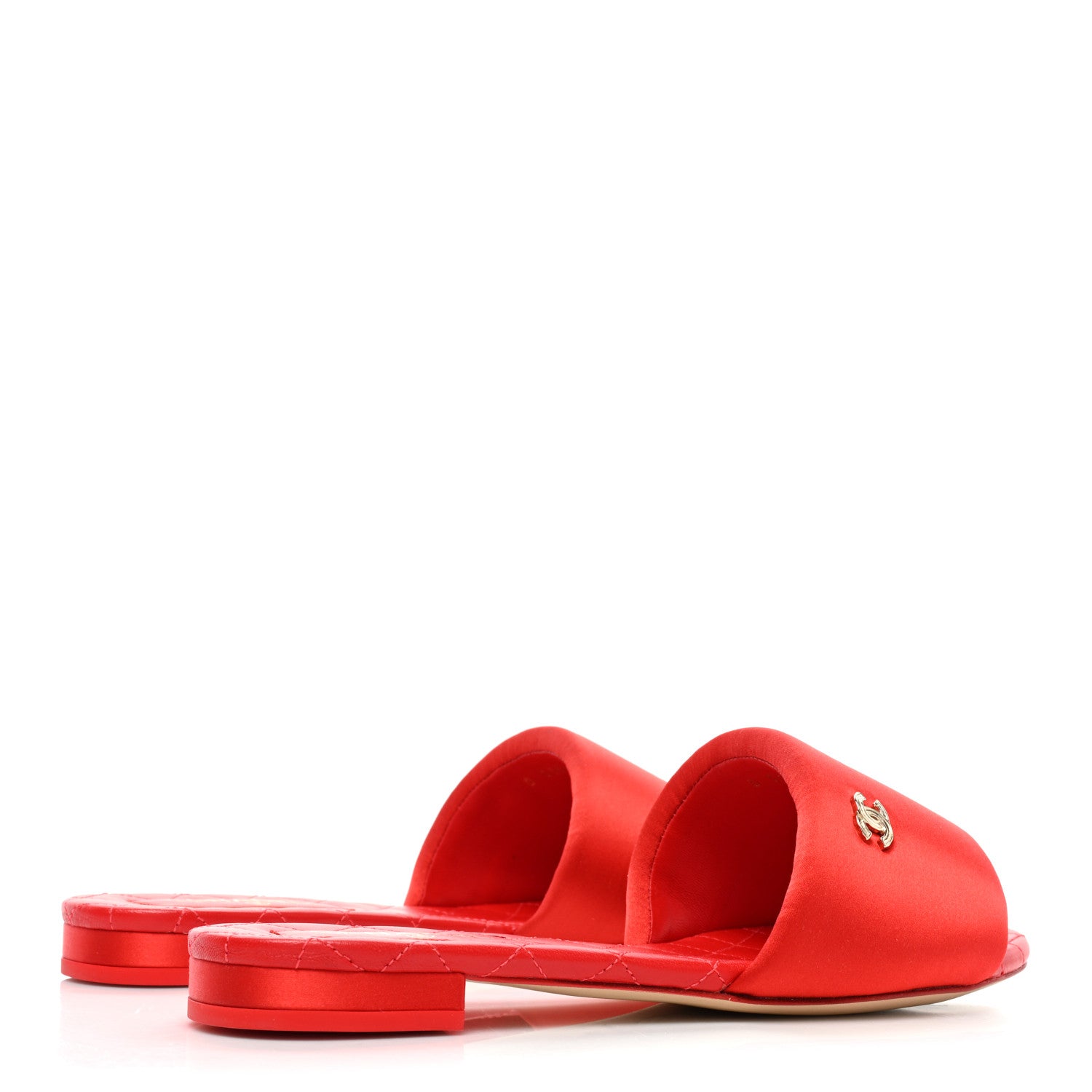 Chanel Satin Mule Sandals 38 Red 4 of 9