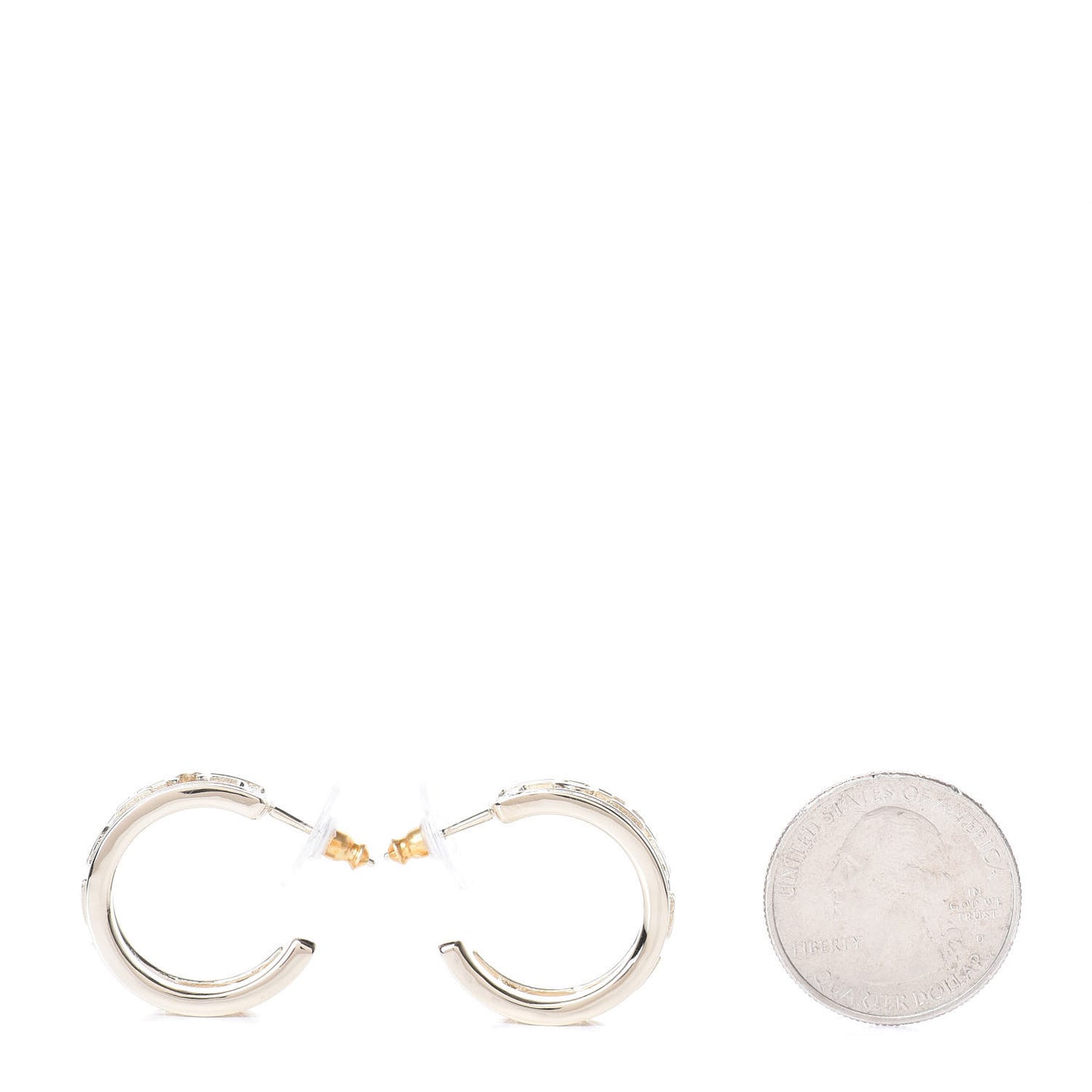 Metal Crystal Bow-tiful CC Hoop Earrings Gold