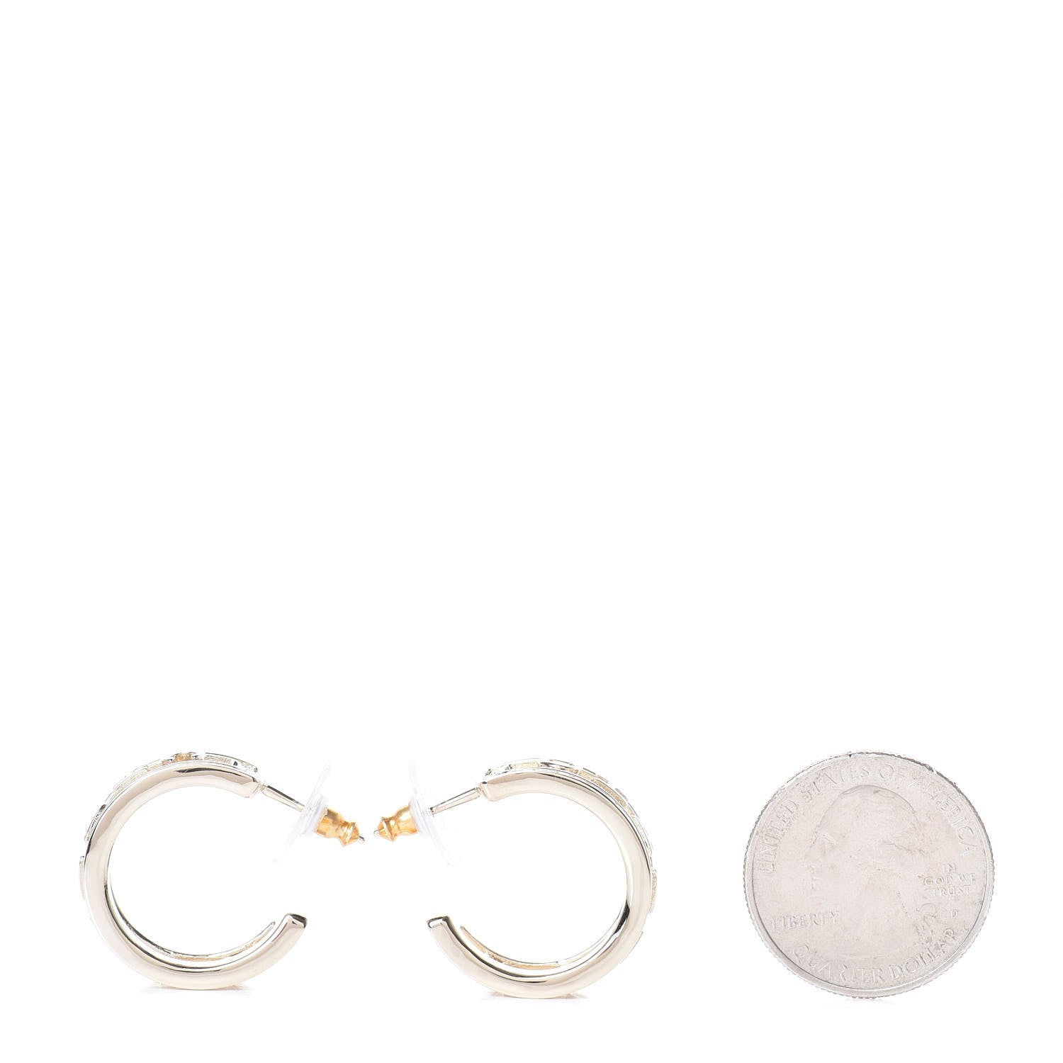 Chanel Metal Crystal Bow-tiful CC Hoop Earrings Gold 2 of 6
