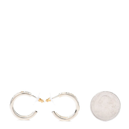 Chanel Metal Crystal Bow-tiful CC Hoop Earrings Gold 2 of 6
