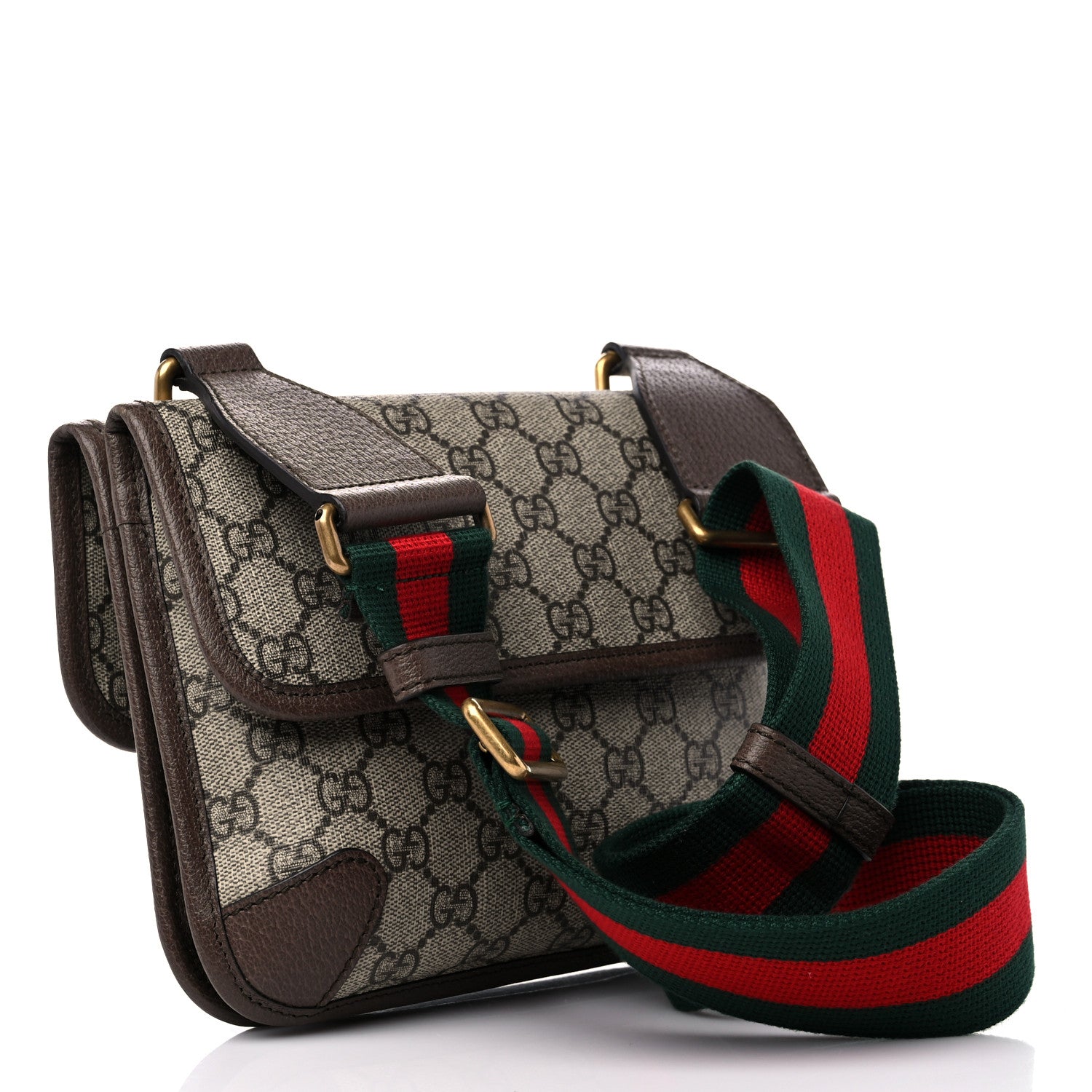 Gucci GG Supreme Monogram Web Small Neo Vintage Double Flap Messenger Bag Beige New Acero 3 of 12