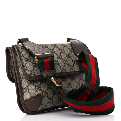 Gucci GG Supreme Monogram Web Small Neo Vintage Double Flap Messenger Bag Beige New Acero 3 of 12