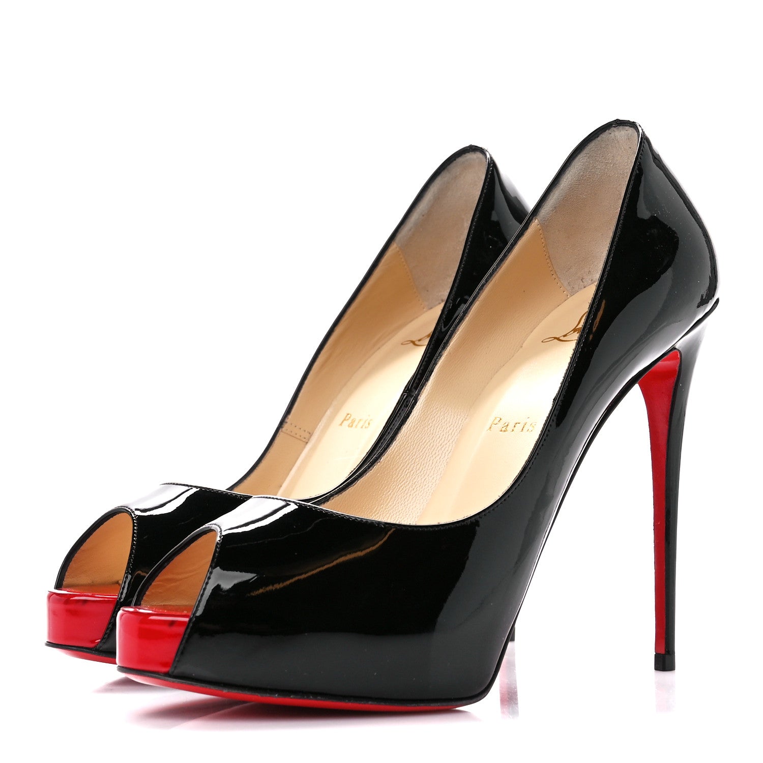 Christian Louboutin Patent New Very Prive 120 Pumps 38 Black Red 3 of 8