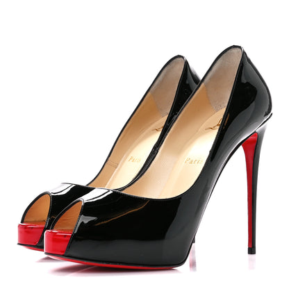 Christian Louboutin Patent New Very Prive 120 Pumps 38 Black Red 3 of 8