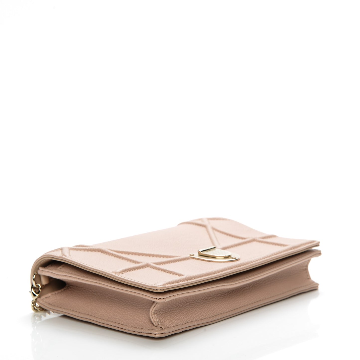 Grained Calfskin Diorama Wallet on Chain Pouch Nude