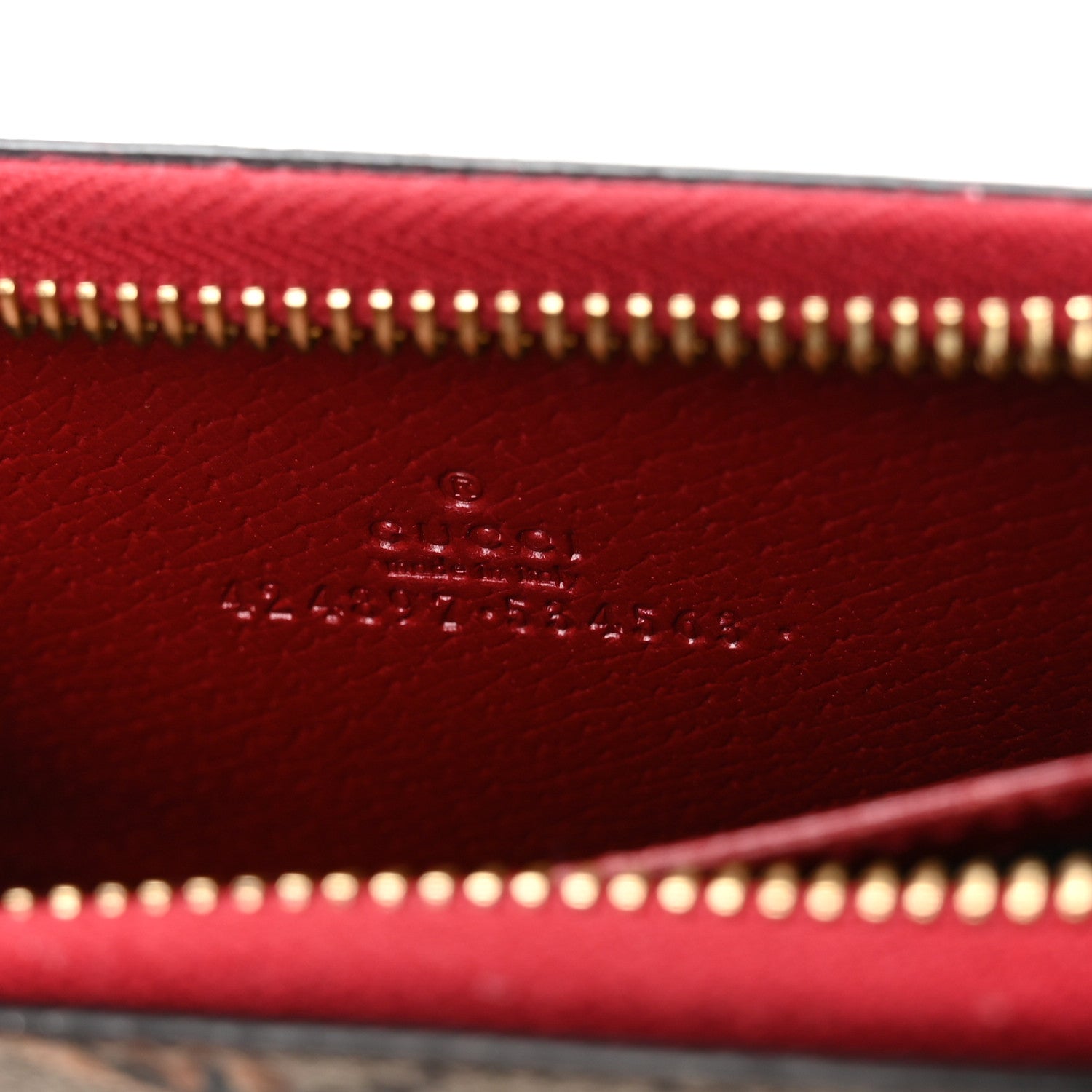 Gucci GG Supreme Monogram Tian Zip Around Card Case Wallet Beige