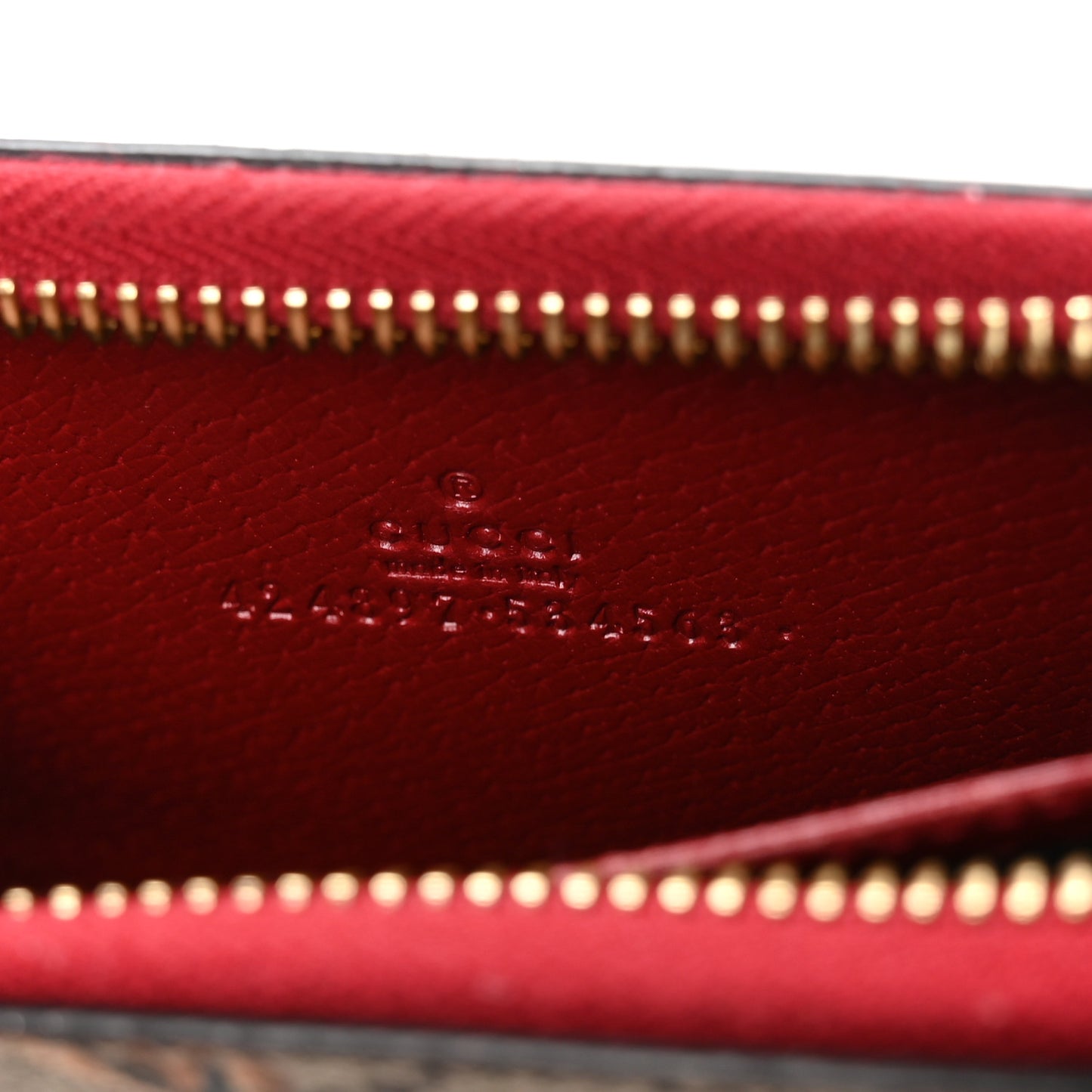 GG Supreme Monogram Tian Zip Around Card Case Wallet Beige Multicolor Red