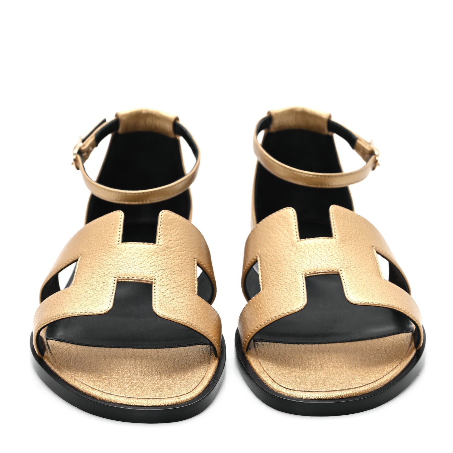 Hermes Metallic Chevre Chamkilight Santorini Sandals 37 Dore 3 of 10