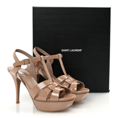 Saint Laurent Patent Tribute 75 Platform Sandals 36 Nude 10 of 10