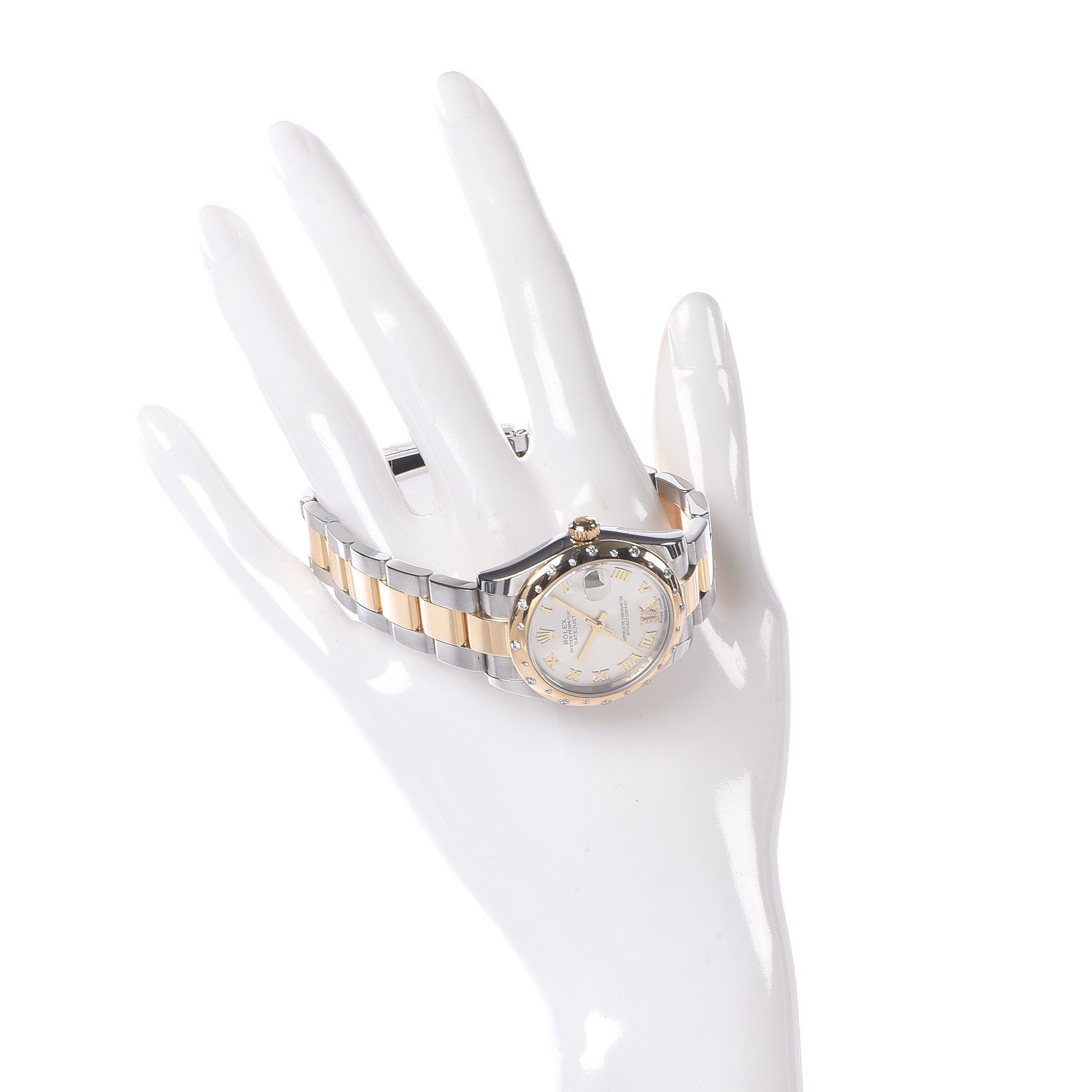 Rolex Stainless Steel 18K Yellow Gold Diamond 31mm Oyster Perpetual Datejust Watch Silver Roman 178343 2 of 7