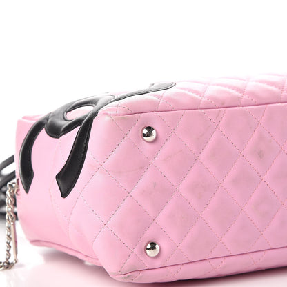Chanel Calfskin Quilted Large Cambon Bowler Pink Black 10 of 14