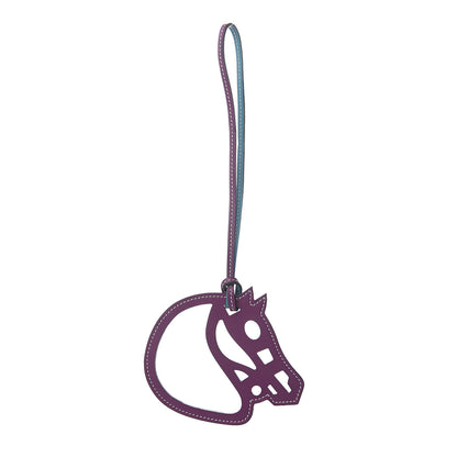 Hermes Swift Paddock Cheval Horse Bag Charm Violet Turquoise 1 of 3