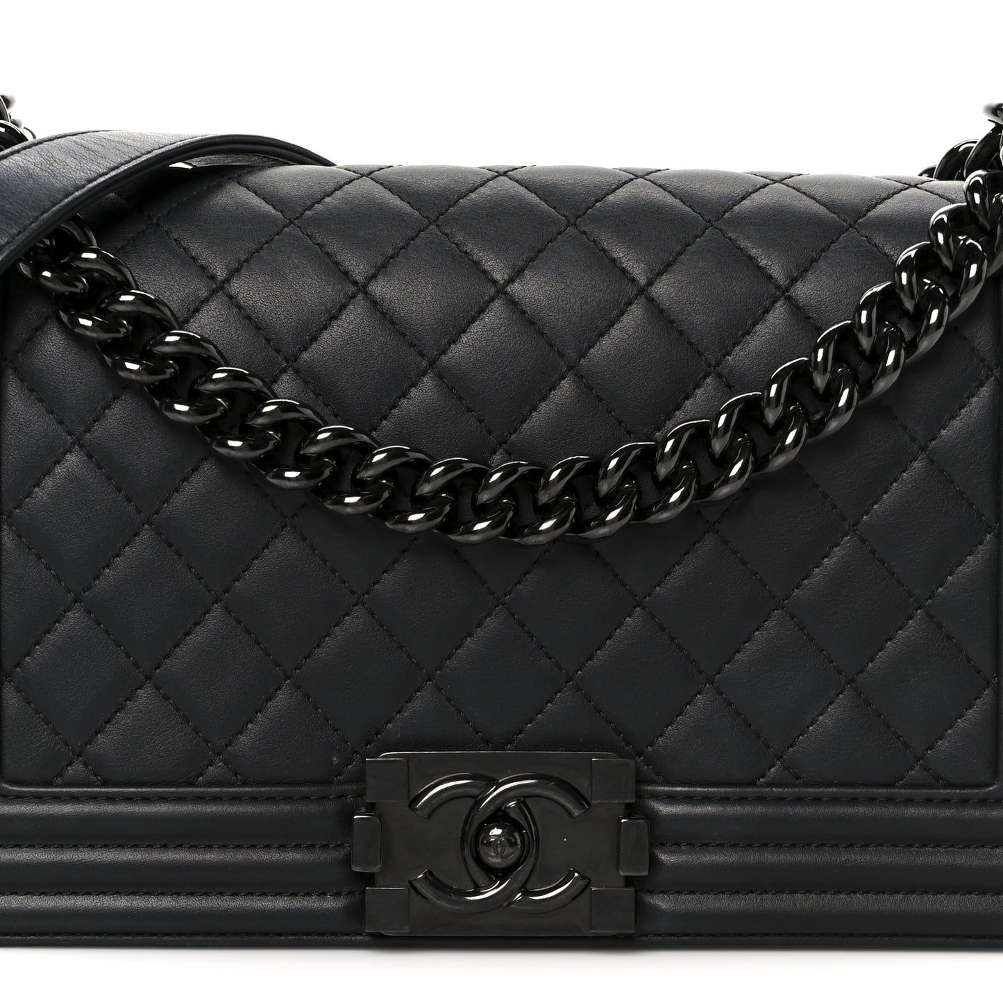 Calfskin Quilted Medium Boy Flap So Black