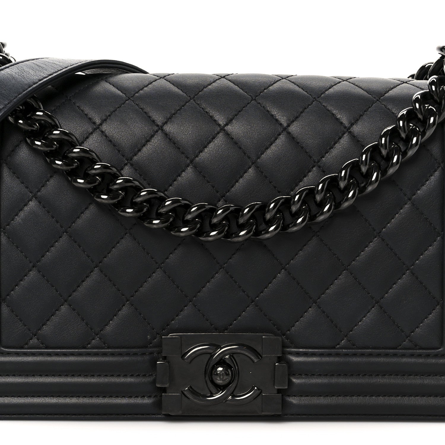 Chanel Calfskin Quilted Medium Boy Flap So Black 8 of 10