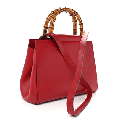 Gucci Nappa Bamboo Small Nymphaea Top Handle Bag Hibiscus Red 3 of 11