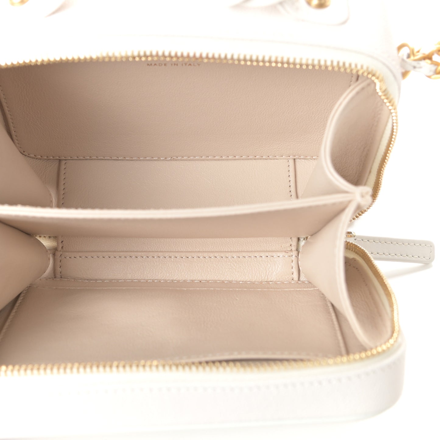 Caviar Quilted Small CC Filigree Vanity Case White