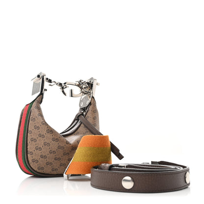 Gucci GG Supreme Monogram Textured Calfskin Web Mini Attache Hobo Beige Ebony New Acero 3 of 11
