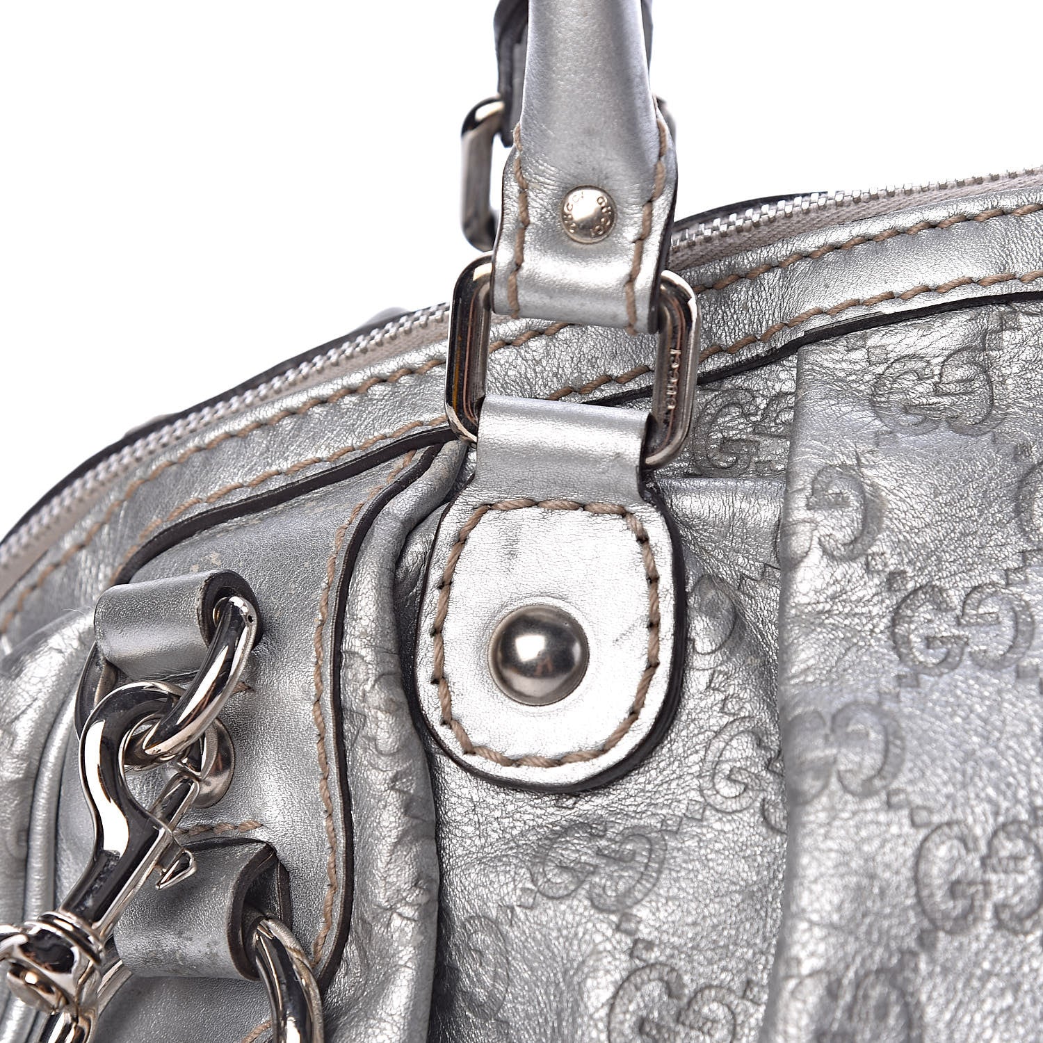 Gucci Metallic Guccissima Medium Sukey Boston Silver 10 of 15