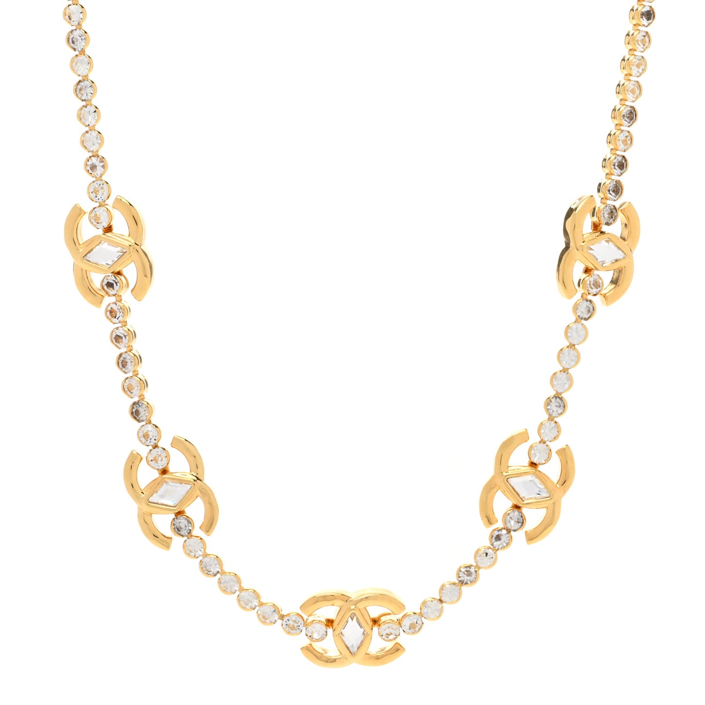 Metal Crystal CC Marquise Choker Gold