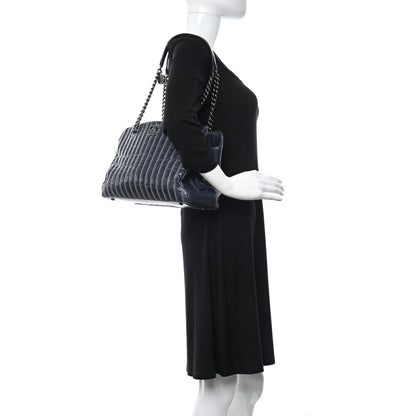 Chanel Lambskin Vertical Quilted Tote Navy 2 of 14