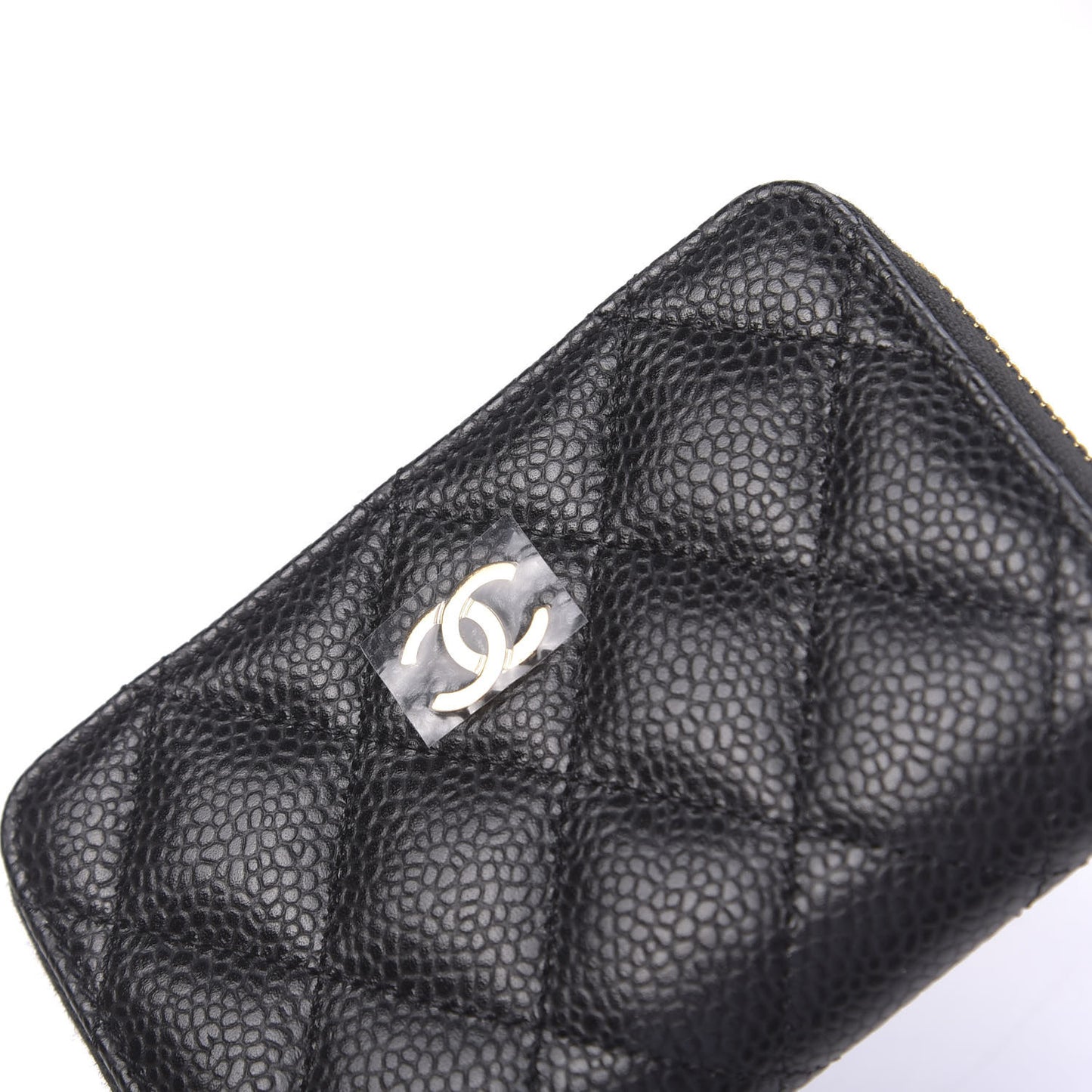 Caviar Quilted Zip Coin Purse Black
