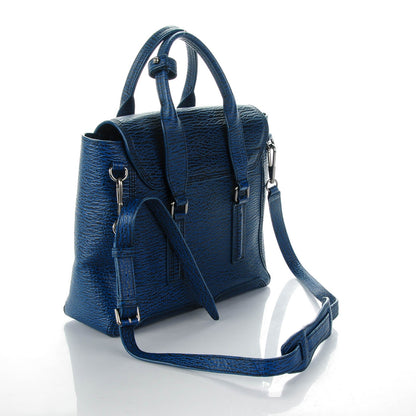 3.1 Phillip Lim 3.1 Textured Calfskin Medium Pashli Satchel Lapis 3 of 7