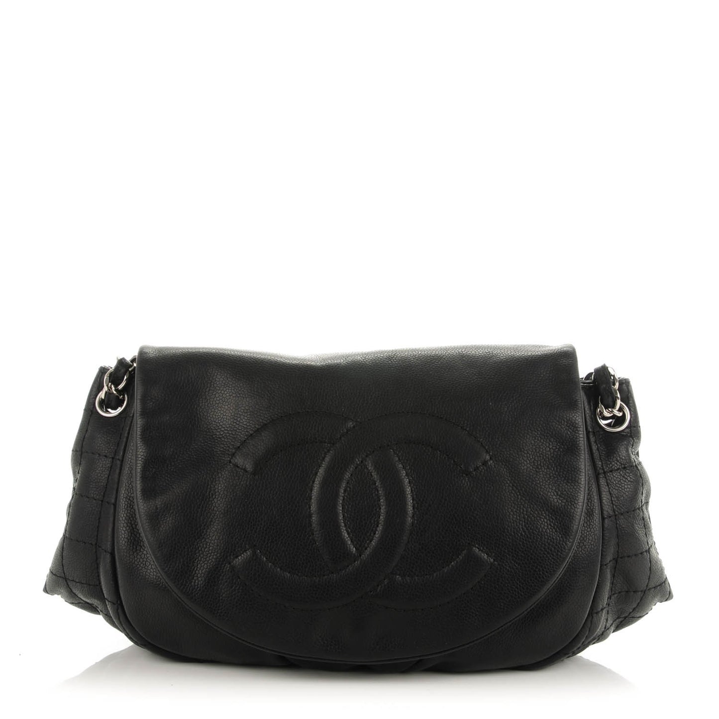 Caviar Half Moon Large Flap Black